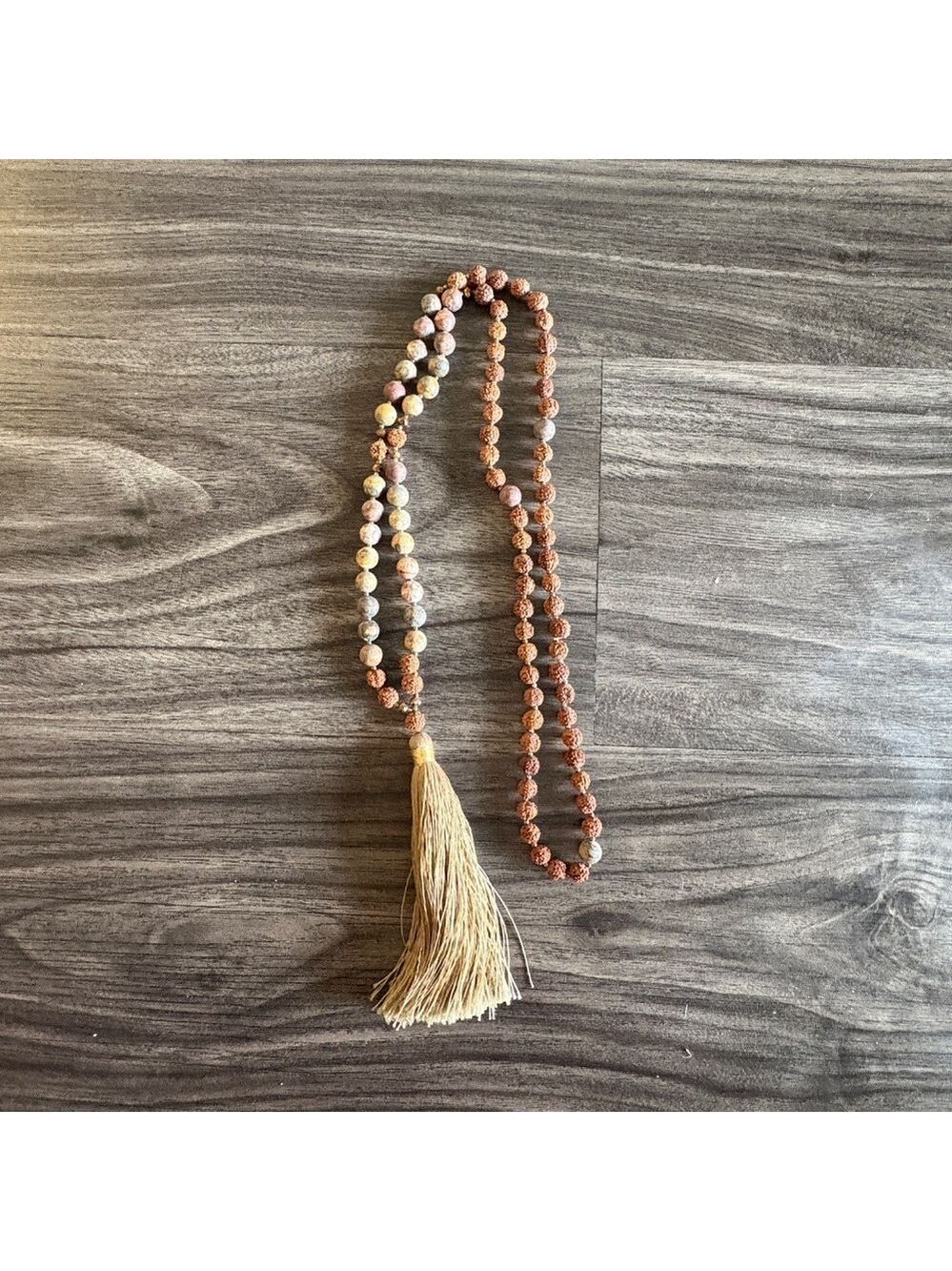 Yoga Mala Prayer Bead Necklace from Bali Brown Natural Stones